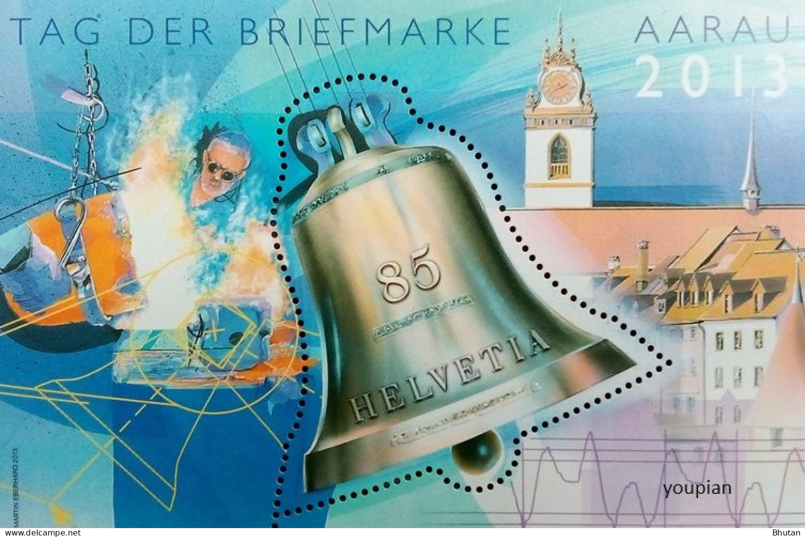 Switzerland 2013, Stamps Day - Aargau Bell, MNH Unusual S/S - Ungebraucht