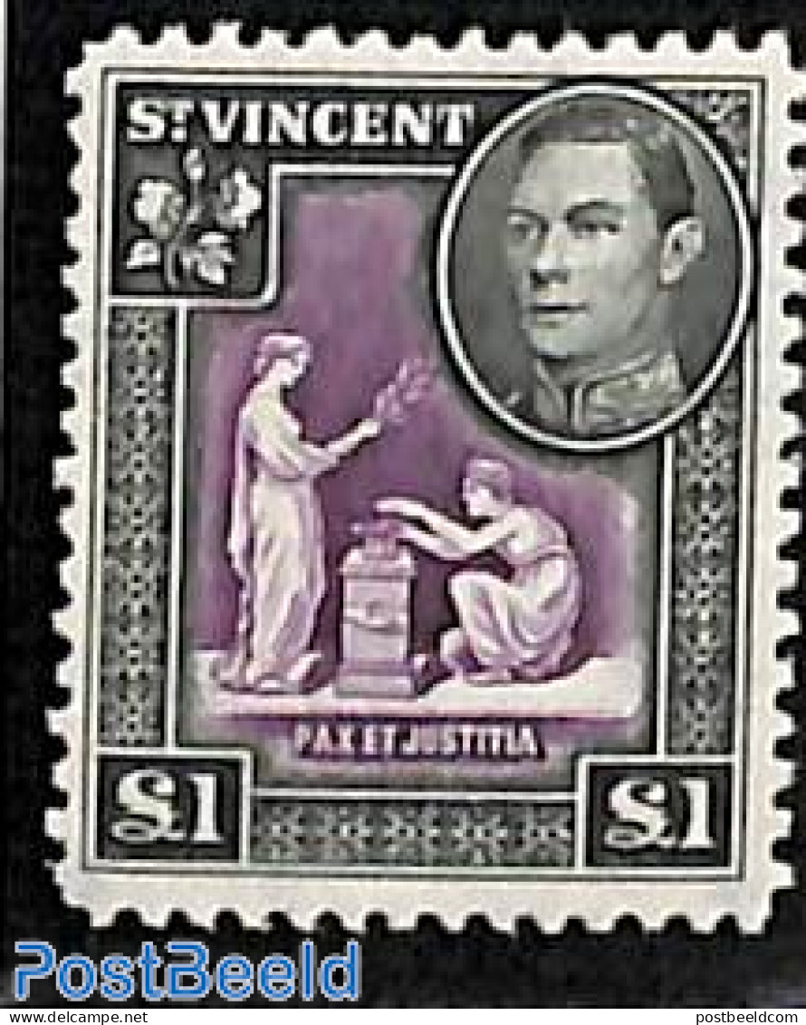 Saint Vincent 1938 1 Pound, Stamp Out Of Set, Unused (hinged) - St.Vincent (1979-...)