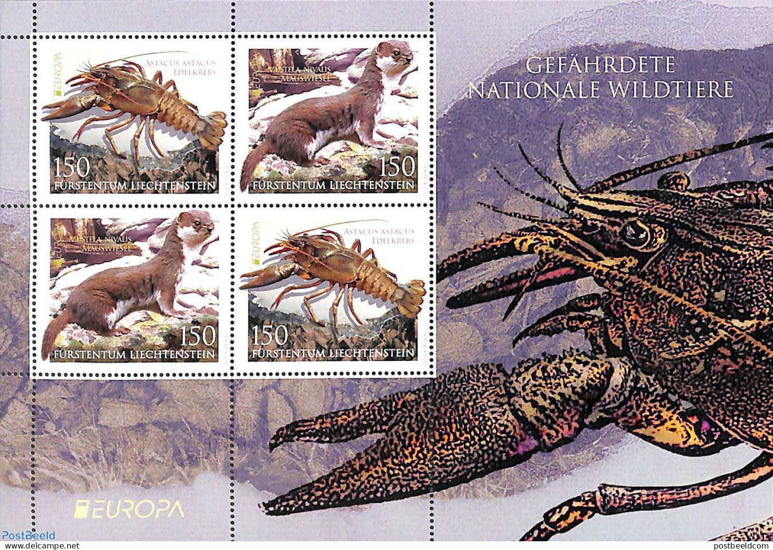 Liechtenstein 2021 Europa, Endangered Animals S/s, Mint NH, History - Nature - Europa (cept) - Animals (others & Mixed) - Ungebraucht