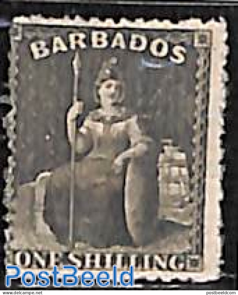 Barbados 1860 1sh, Without WM, Stamp Out Of Set, Unused (hinged) - Barbados (1966-...)