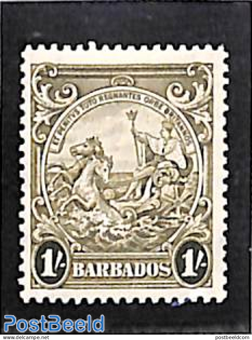 Barbados 1938 1sh, Perf. 13.5:13, Stamp Out Of Set, Unused (hinged) - Barbados (1966-...)
