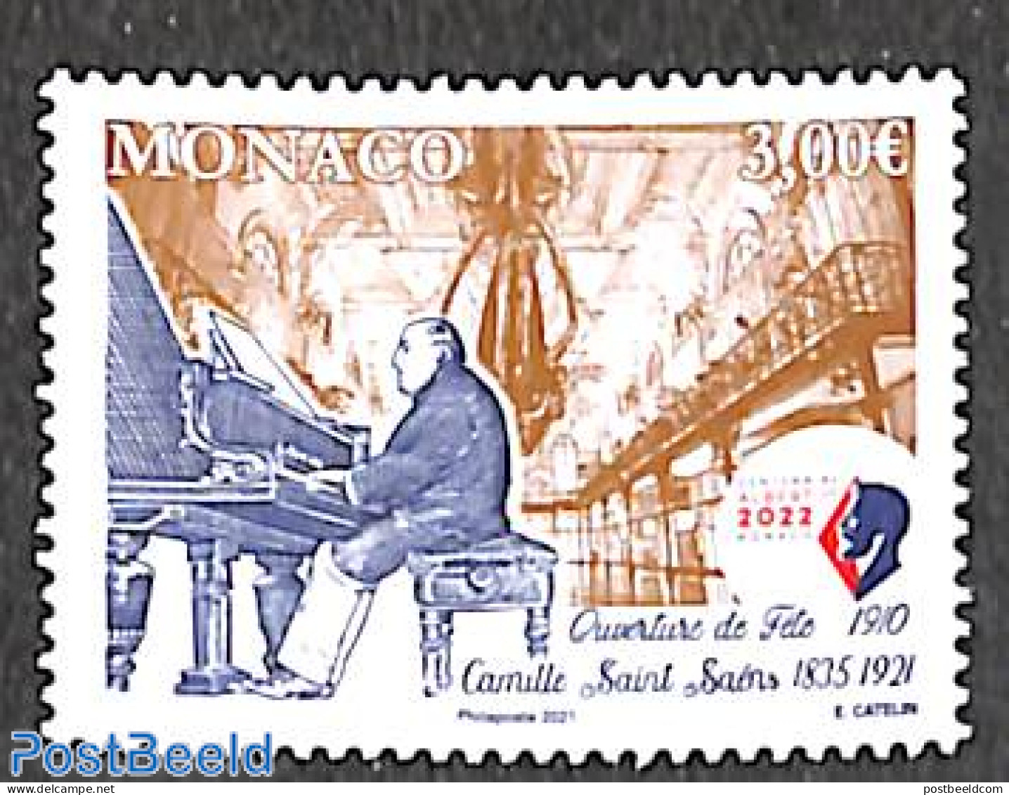 Monaco 2021 Camille Saint Saens 1v, Mint NH, Performance Art - Music - Ungebraucht