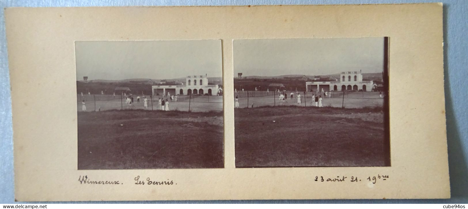PHOTO STEREOSCOPIQUE DE WIMEREUX. LES TENNIS. 1921. - Autres & Non Classés