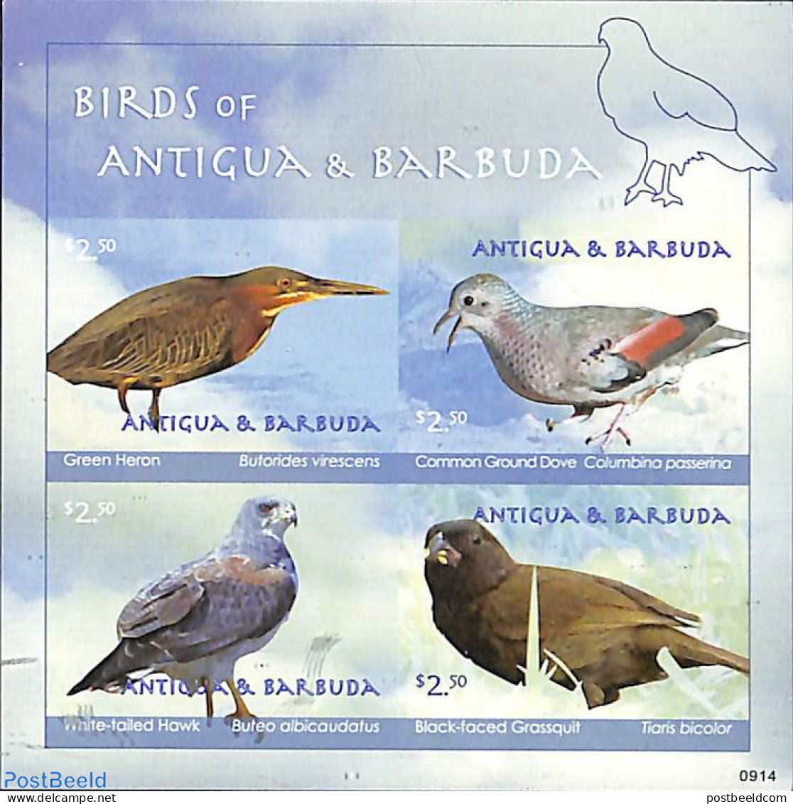 Antigua & Barbuda 2009 Birds 4v M/s, Imperforated, Mint NH, Nature - Birds - Antigua Et Barbuda (1981-...)