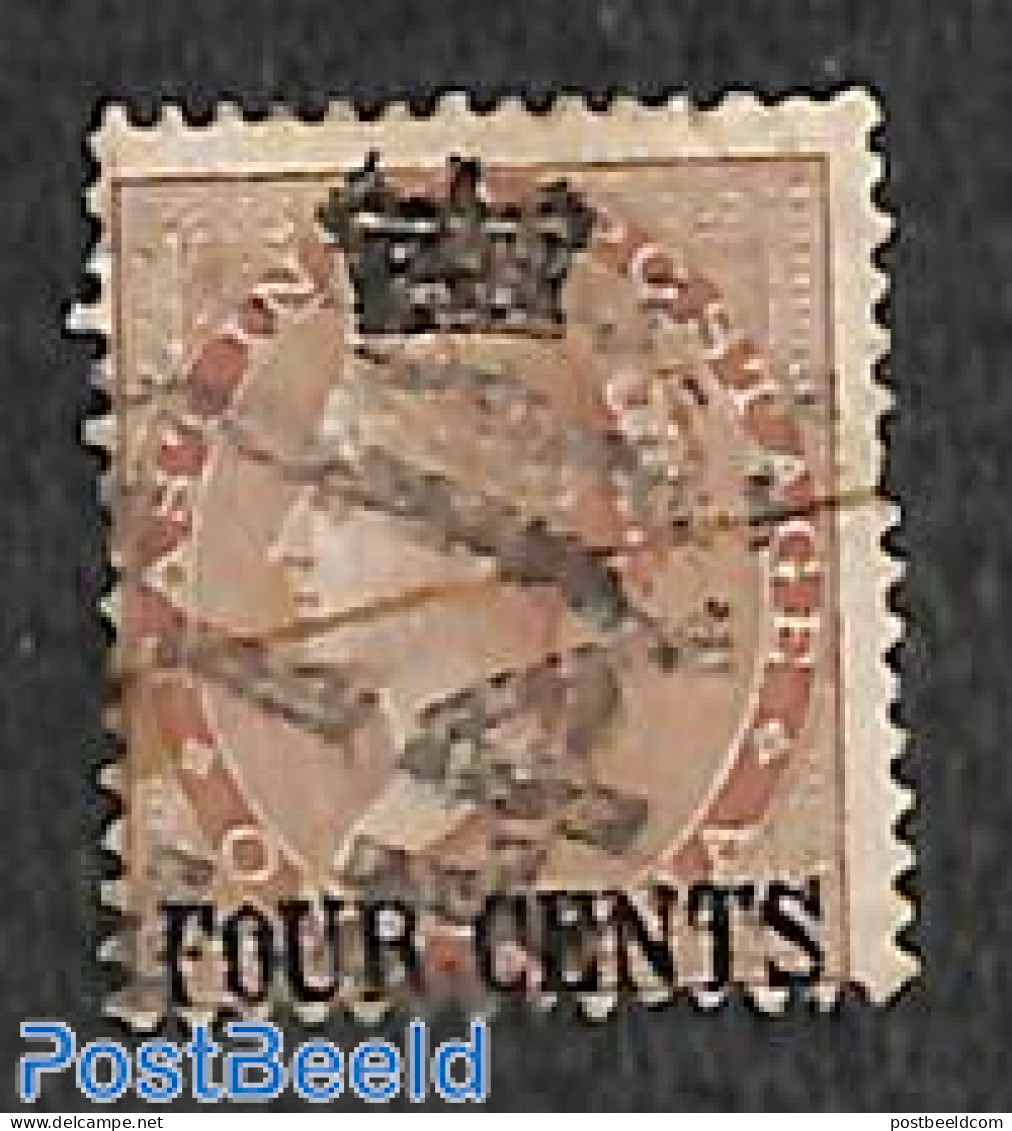 Malaysia 1867 Straits Settlements, FOUR CENTS On 1A, Used, Used Stamps - Other & Unclassified