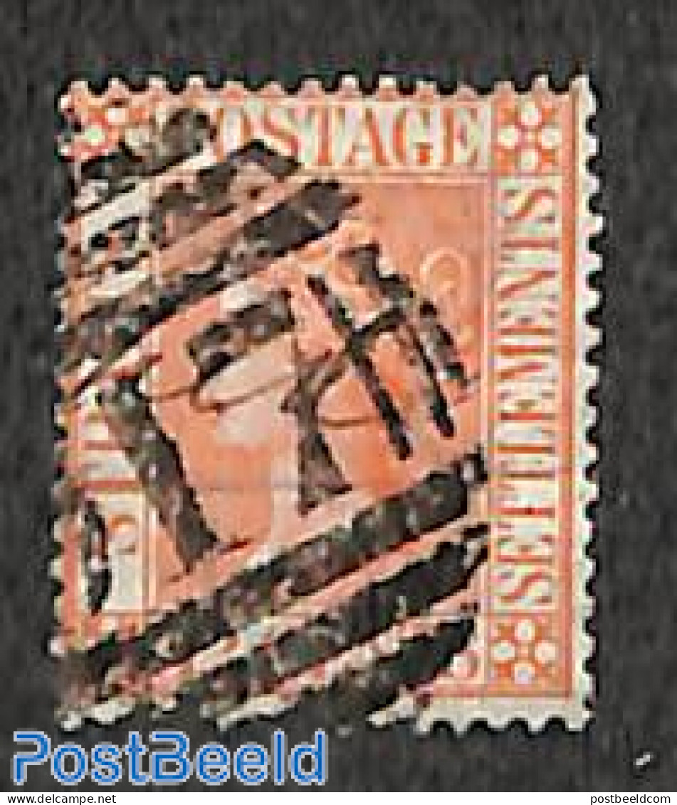 Malaysia 1867 Straits Settlements, 32c, Pale Red, WM Crown-CC, Used, Used Stamps - Other & Unclassified
