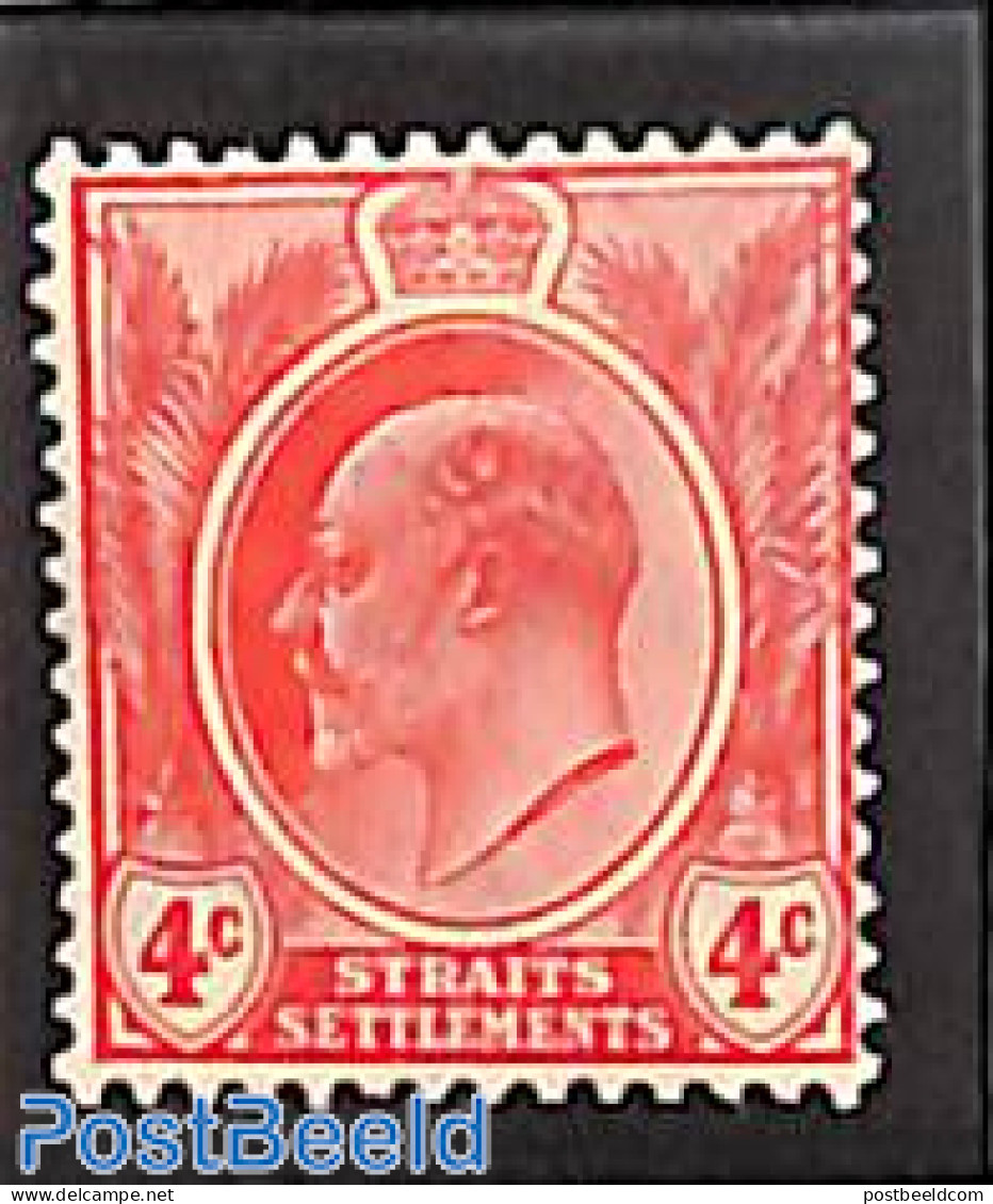 Malaysia 1907 Straits Settlements, 4c, Stamp Out Of Set, Unused (hinged) - Otros & Sin Clasificación