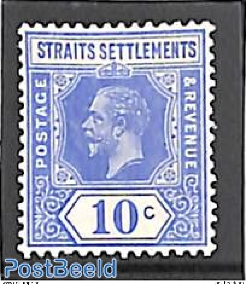 Malaysia 1919 Straits Settlements, 10c, WM Multiple CA, Stamp Out Of Set, Unused (hinged) - Autres & Non Classés