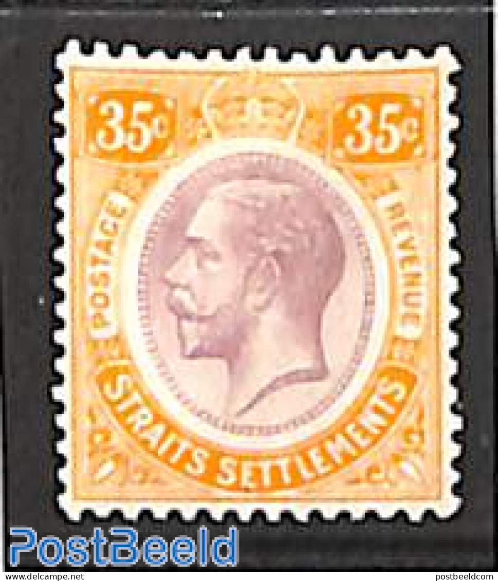 Malaysia 1922 Straits Settlements, 35c, Yellow Orange, Stamp Out Of Set, Unused (hinged) - Other & Unclassified