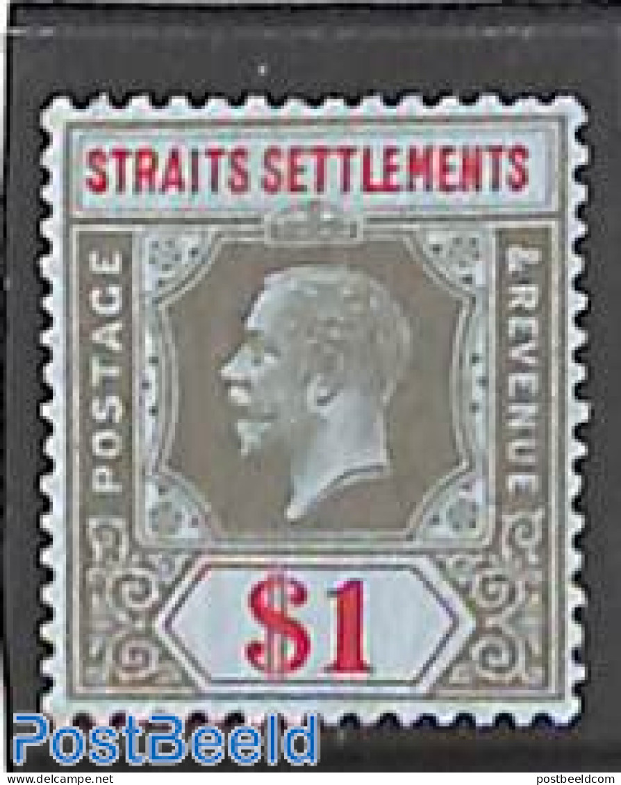 Malaysia 1921 Straits Settlements, $1, Stamp Out Of Set, Unused (hinged) - Other & Unclassified