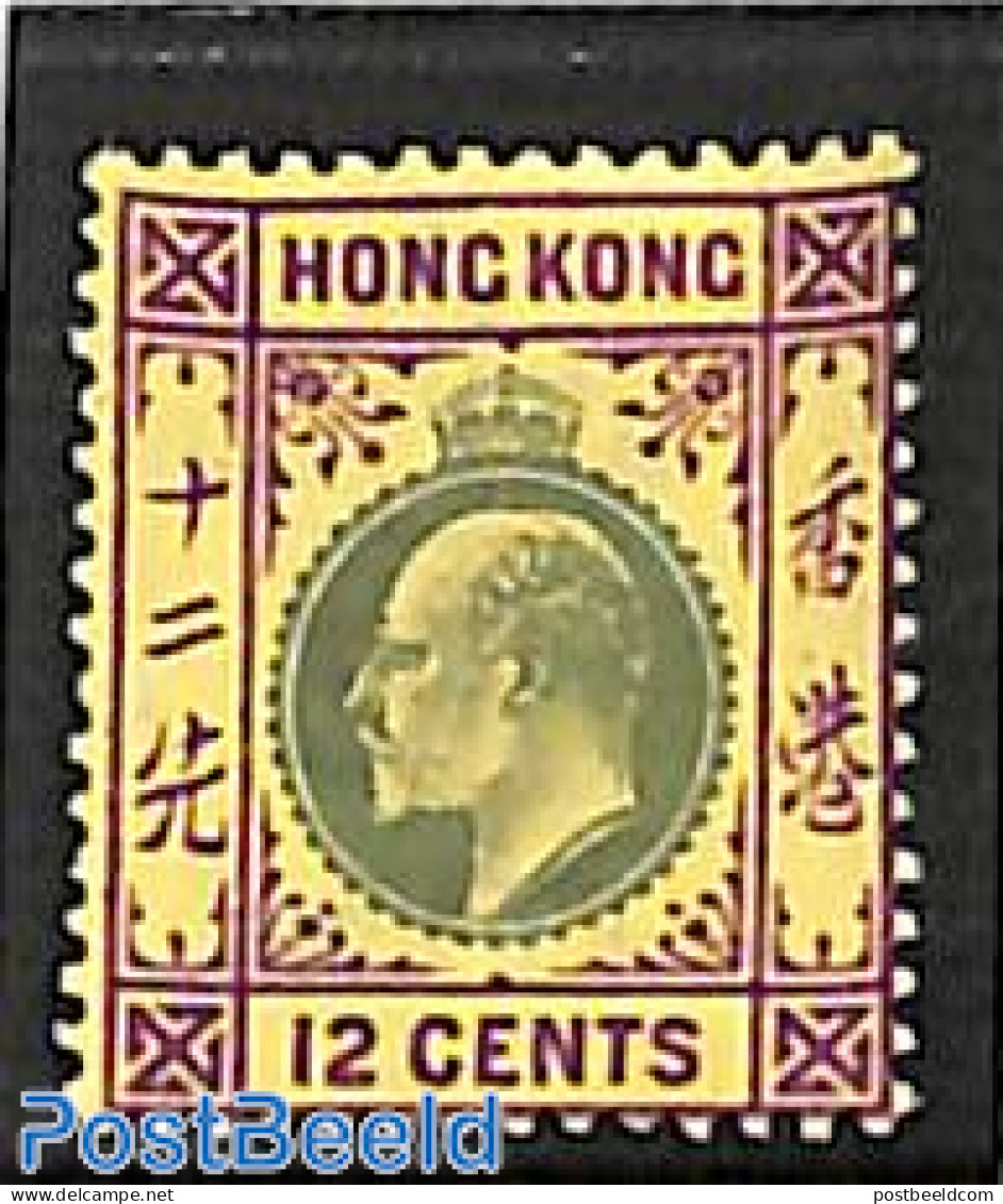 Hong Kong 1903 12c, WM Crown-CA, Stamp Out Of Set, Unused (hinged) - Neufs