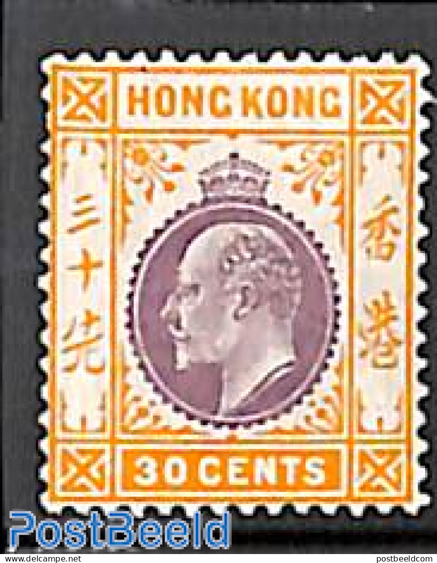 Hong Kong 1907 30c, Stamp Out Of Set, Unused (hinged) - Nuovi