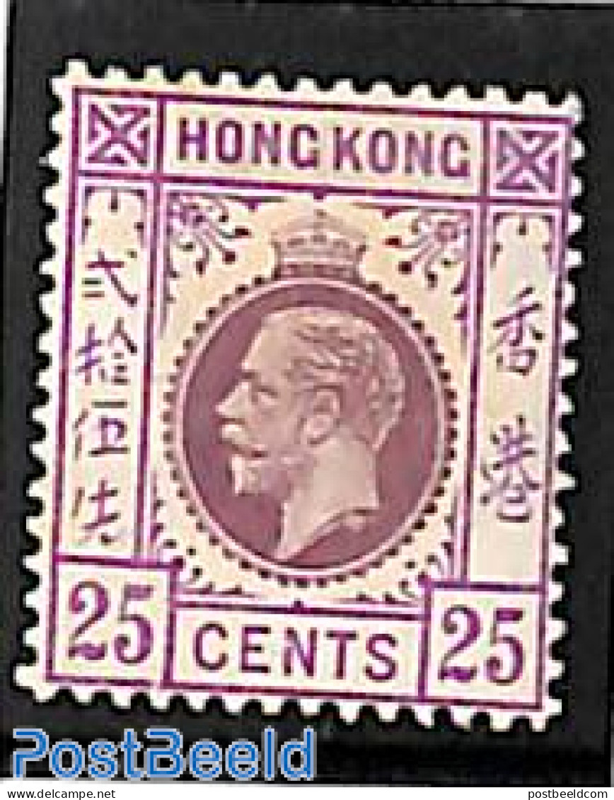 Hong Kong 1912 25c, WM Mult.Crown-CA, Stamp Out Of Set, Type II, Unused (hinged) - Neufs