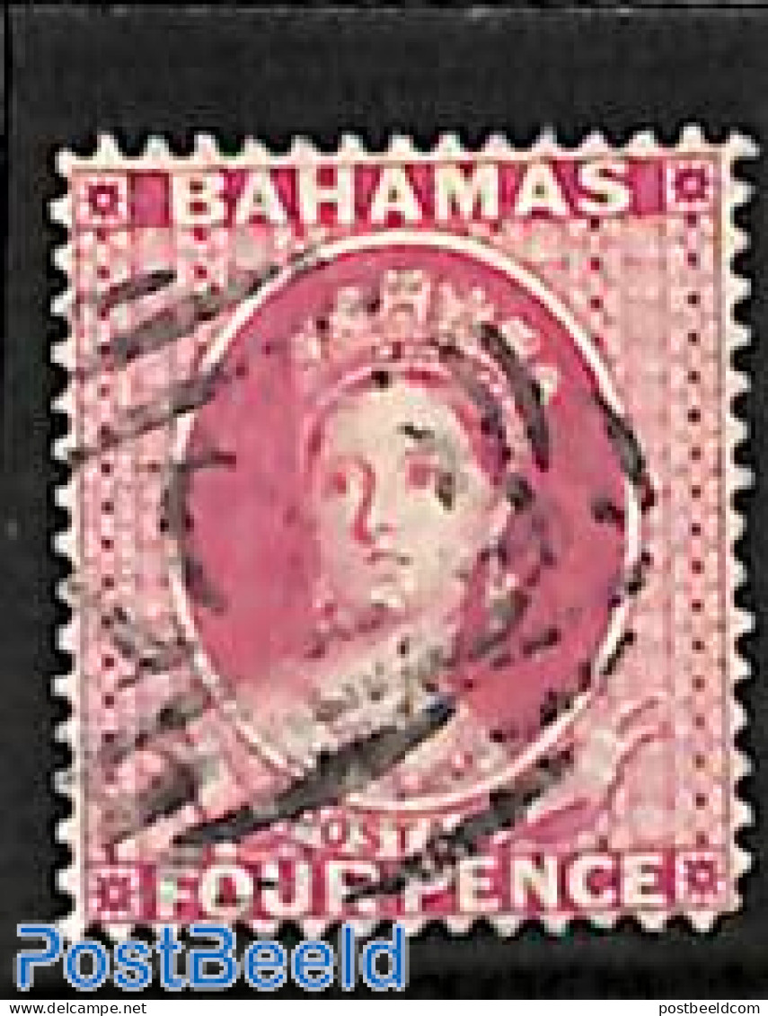 Bahamas 1863 Four Pence Rosa, WM Crown CC, Perf. 14, Used, Used Stamps - Andere & Zonder Classificatie
