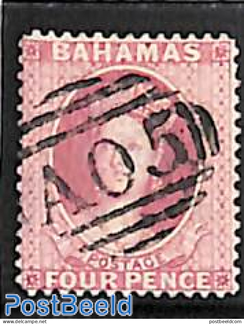 Bahamas 1882 4d Rosa, WM Crown-CA, Perf. 14, Used, Used Stamps - Andere & Zonder Classificatie