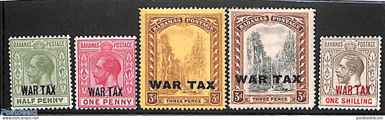 Bahamas 1918 WAR TAX Overprints 5v, Unused (hinged) - Andere & Zonder Classificatie