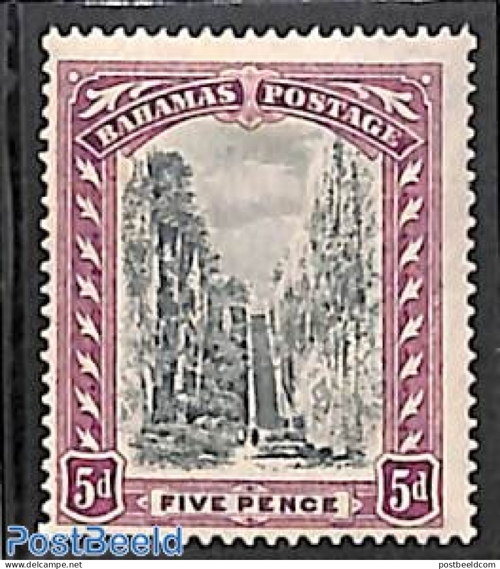 Bahamas 1921 5d, WM Mult. Script CA, Stamp Out Of Set, Unused (hinged) - Other & Unclassified