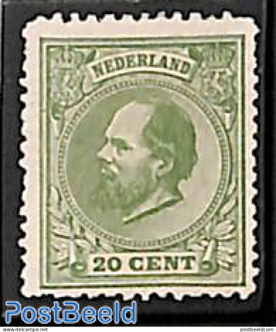 Netherlands 1872 20c, Perf. 13.25:14, Regummed, Unused (hinged) - Unused Stamps
