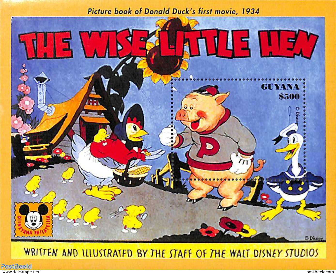 Guyana 1993 The Wise Little Hen S/s, Mint NH, Art - Disney - Disney