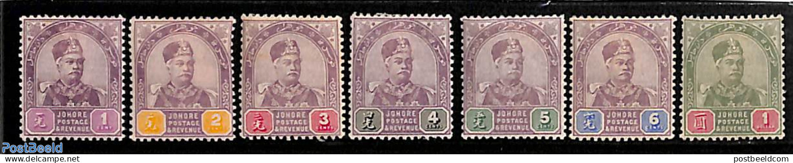Malaysia 1891 Johore, Sultan Abu Bakar 7v, Unused (hinged) - Sonstige & Ohne Zuordnung