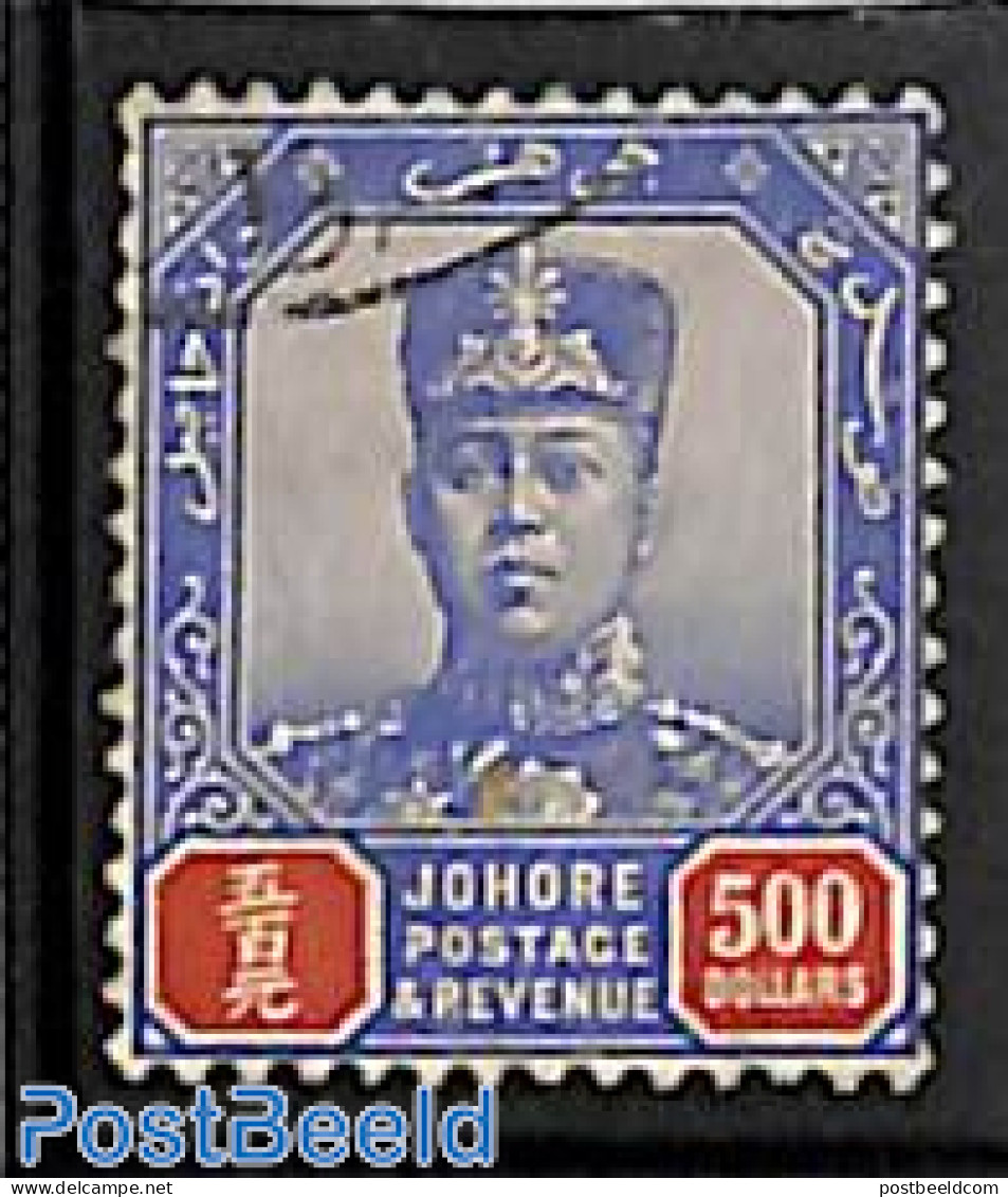 Malaysia 1922 Johore, $500, (Fiscally) Used, Used Stamps - Andere & Zonder Classificatie