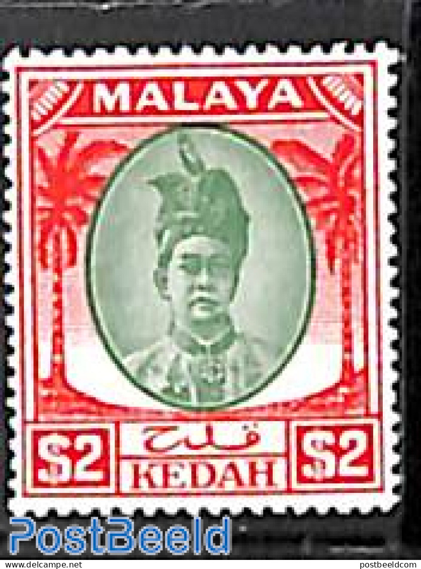 Malaysia 1950 Kedah, 2$, Stamp Out Of Set, Unused (hinged) - Andere & Zonder Classificatie
