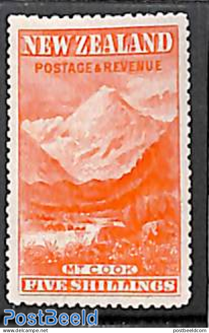 New Zealand 1898 5sh, Perf. 15, MNH (fingerprint On Gum), Mint NH, Sport - Mountains & Mountain Climbing - Ongebruikt