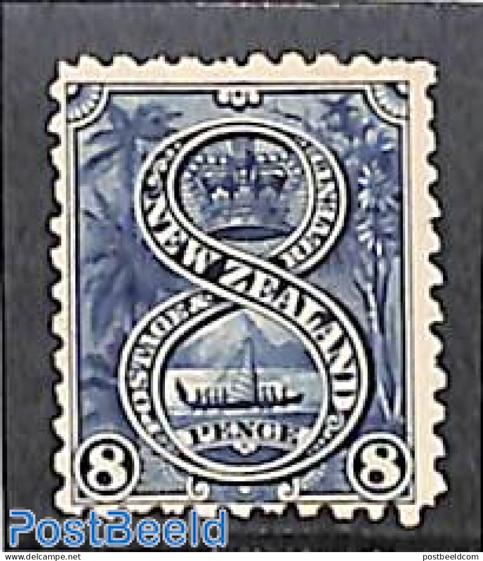 New Zealand 1899 8d, Perf. 11, Stamp Out Of Set, Unused (hinged), Transport - Ships And Boats - Nuovi