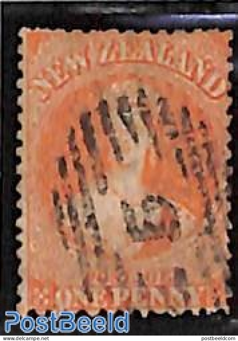 New Zealand 1864 1d, WM Star, Perf. 12.5, Used, Used Stamps - Gebraucht