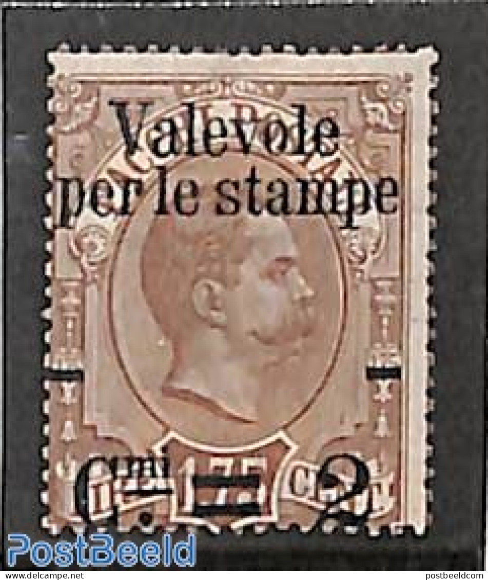 Italy 1890 2c On 1.75L, Stamp Out Of Set, Mint NH - Autres & Non Classés