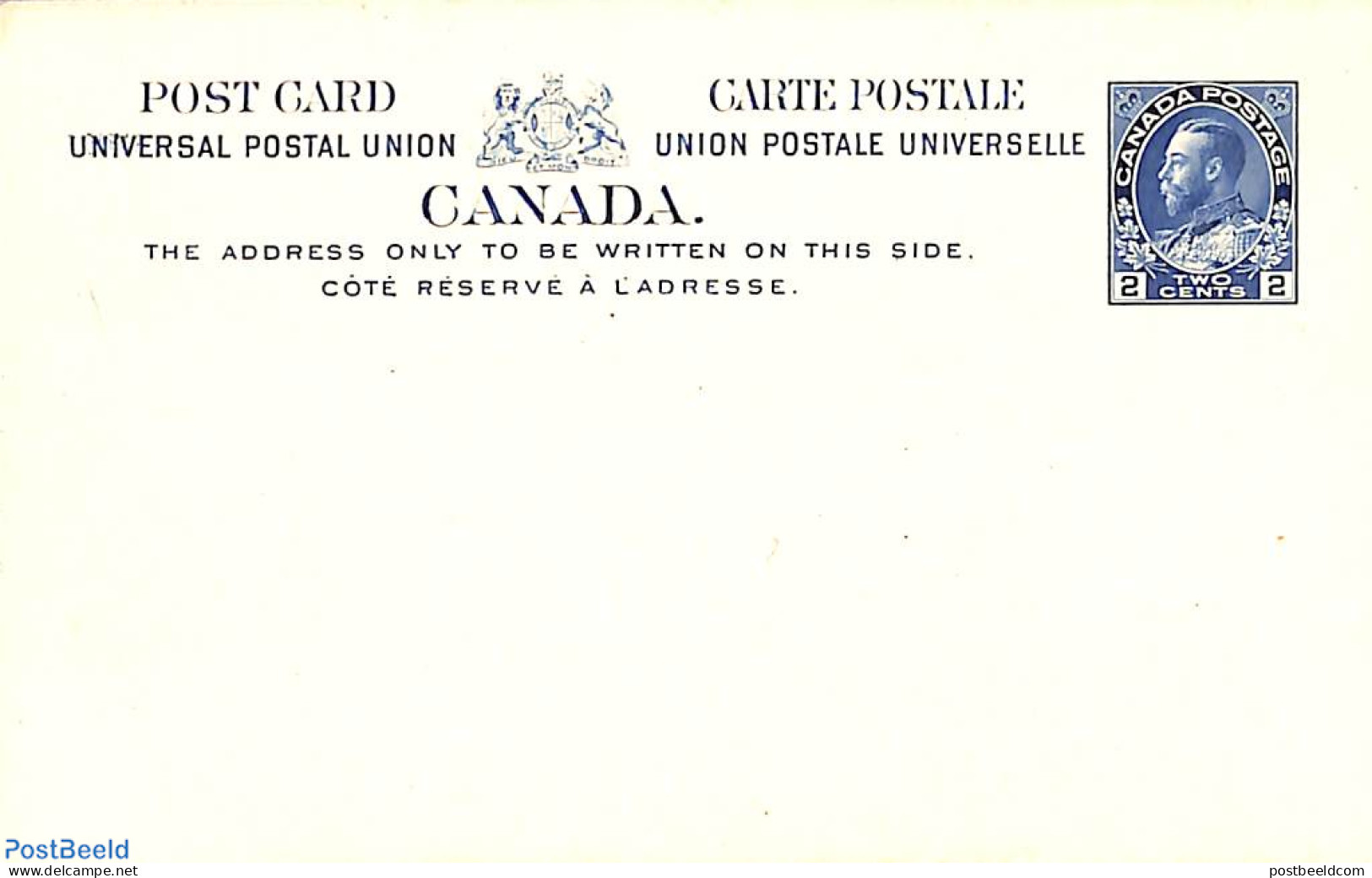 Canada 1913 Postcard 2c, Unused Postal Stationary - Brieven En Documenten