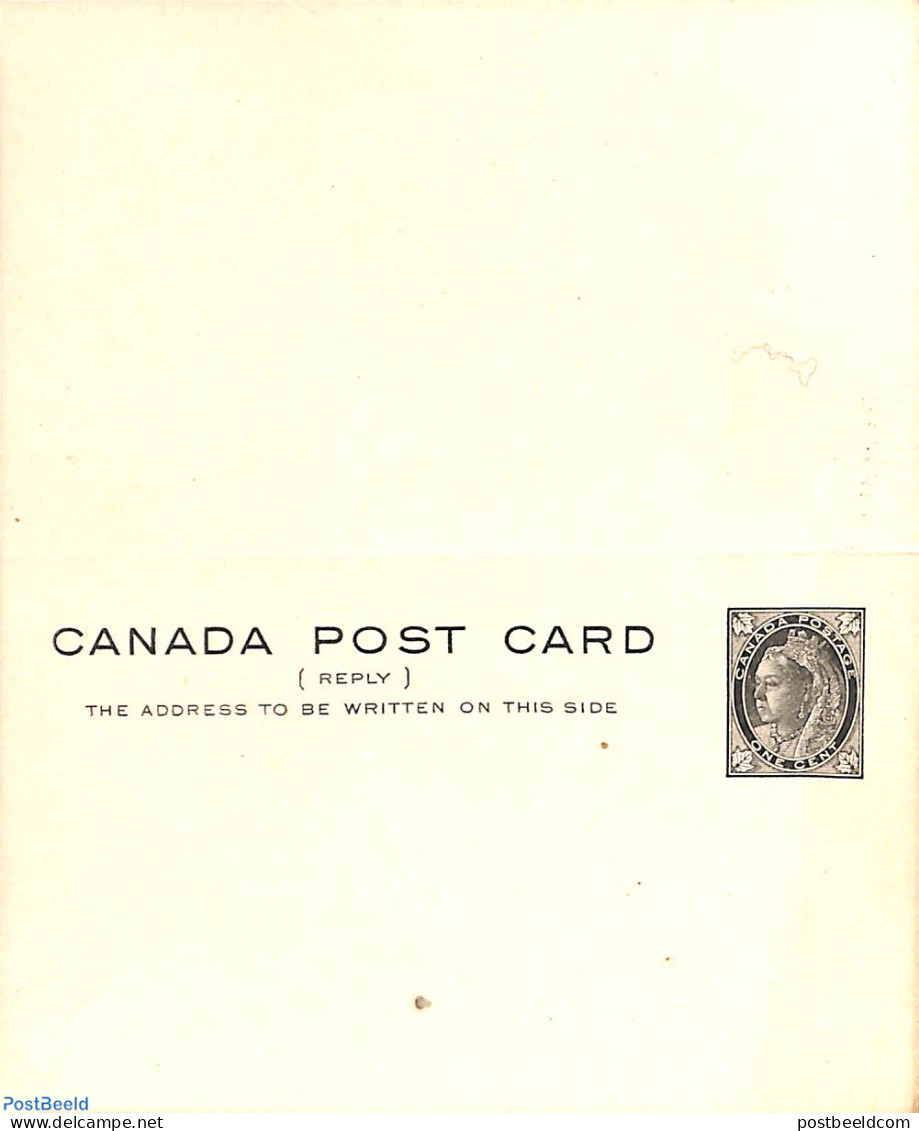 Canada 1897 Replied Paid Postcard 1+1c, Unused Postal Stationary - Brieven En Documenten