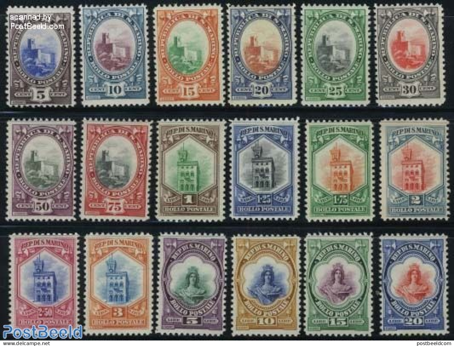 San Marino 1929 National Symbols 18v, Unused (hinged) - Unused Stamps