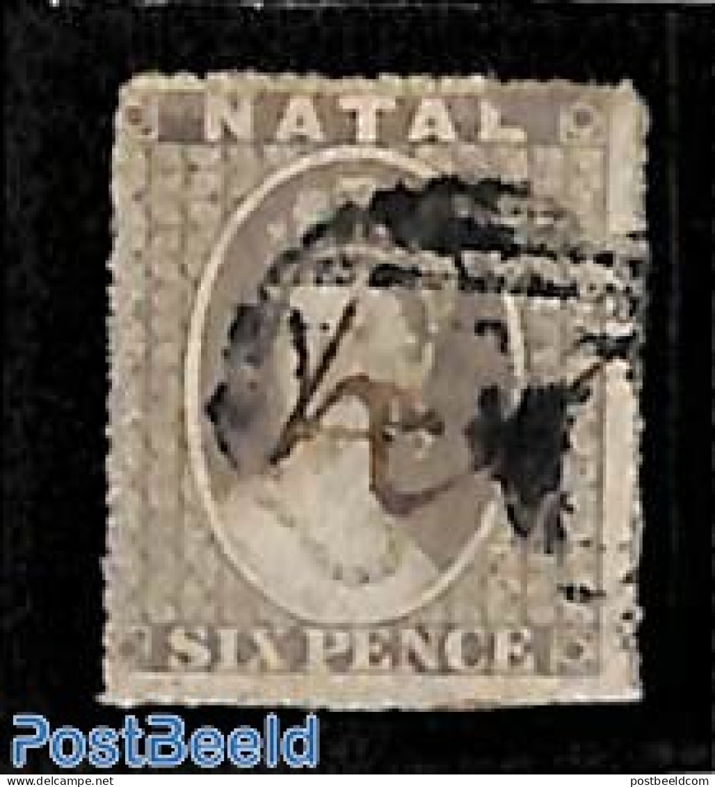 Natal 1859 6d, Grey, Without WM, Used, Used Stamps - Natal (1857-1909)