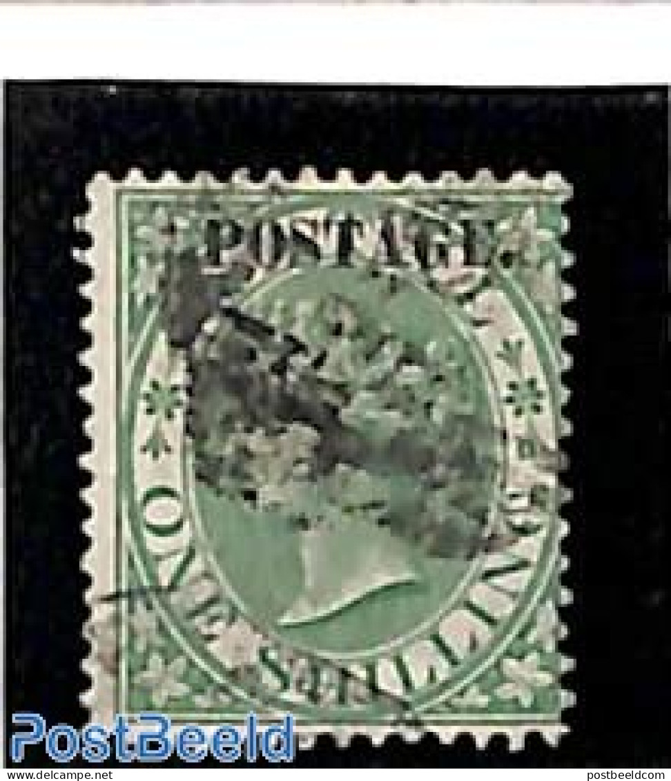 Natal 1869 1sh, POSTAGE. Overprint, Used, Used Stamps - Natal (1857-1909)