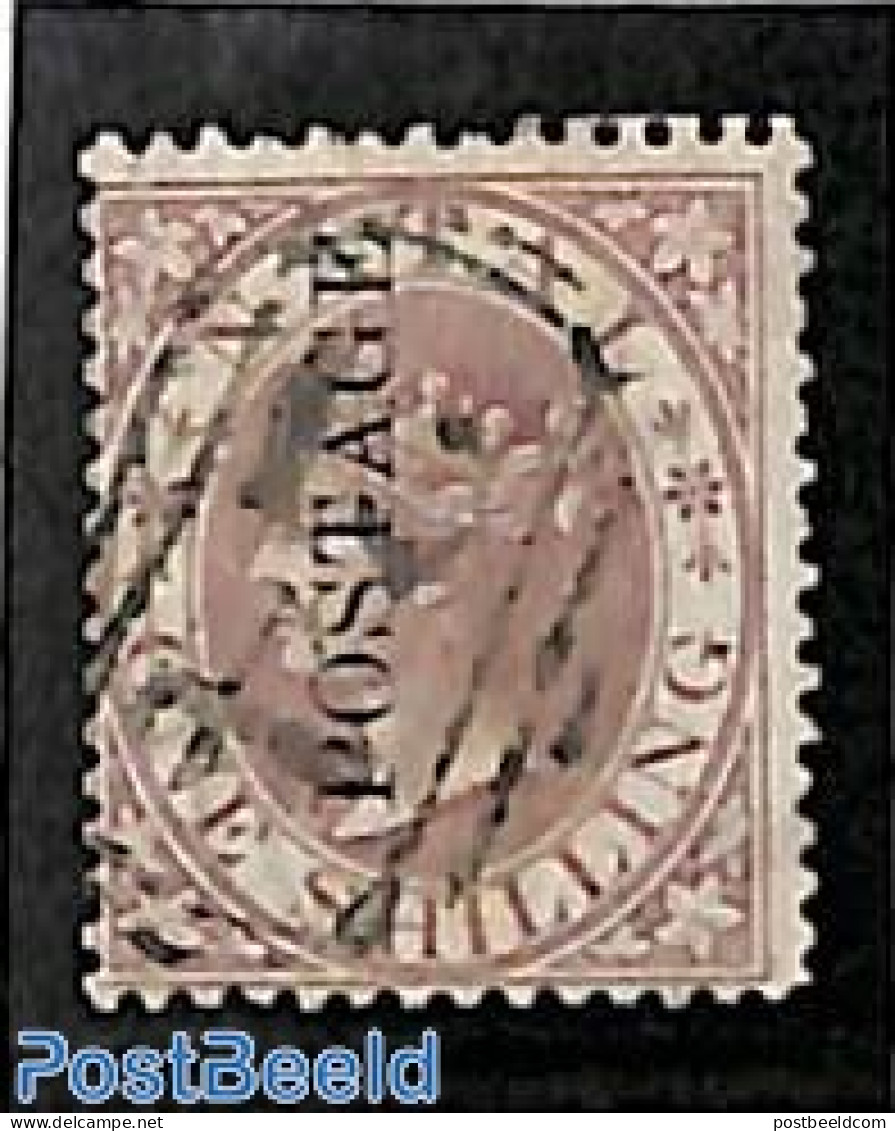Natal 1873 1sh, POSTAGE Overprint, Used, Used Stamps - Natal (1857-1909)