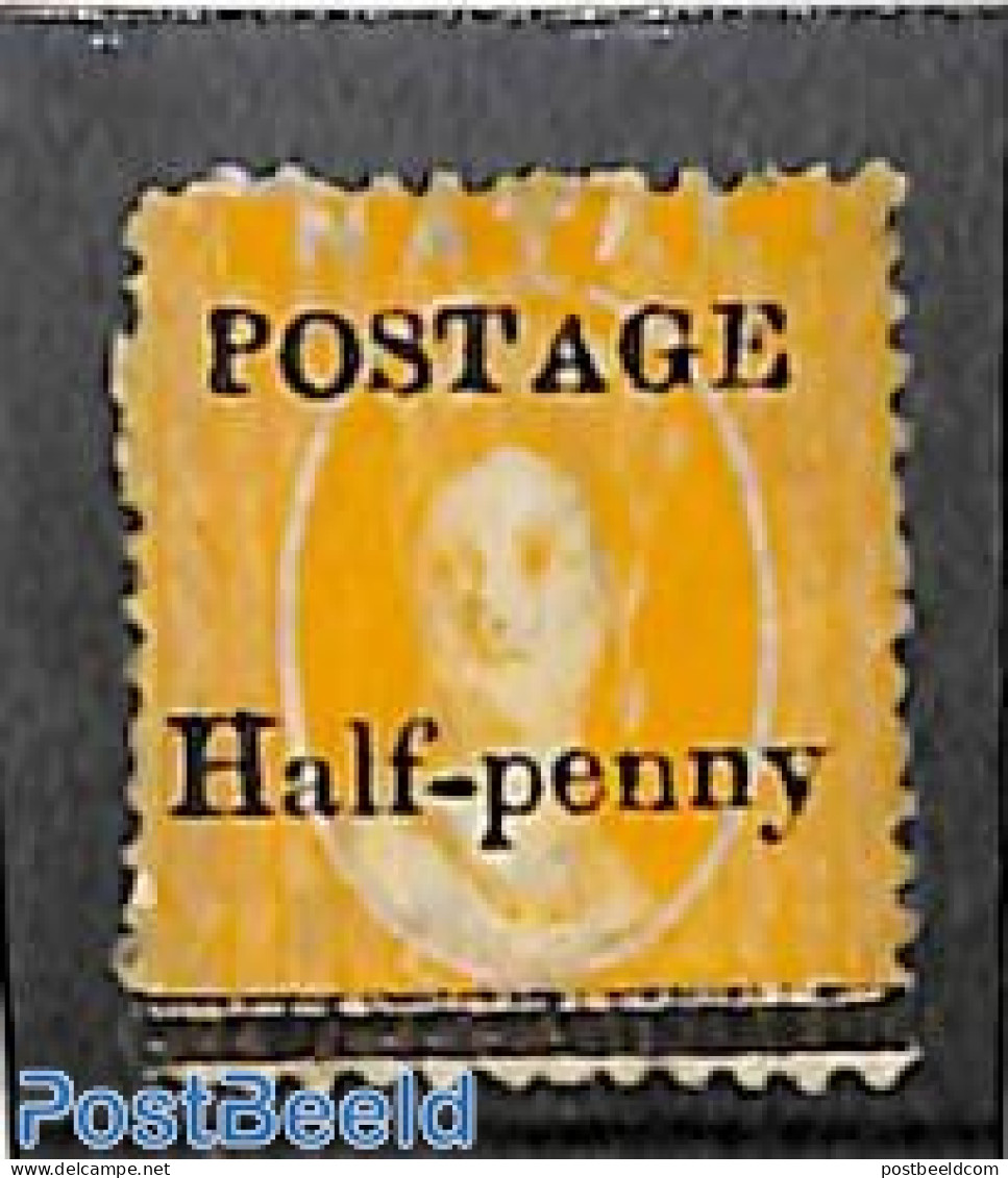 Natal 1877 Half-penny Overprint On 1d Yellow, Unused (hinged) - Natal (1857-1909)