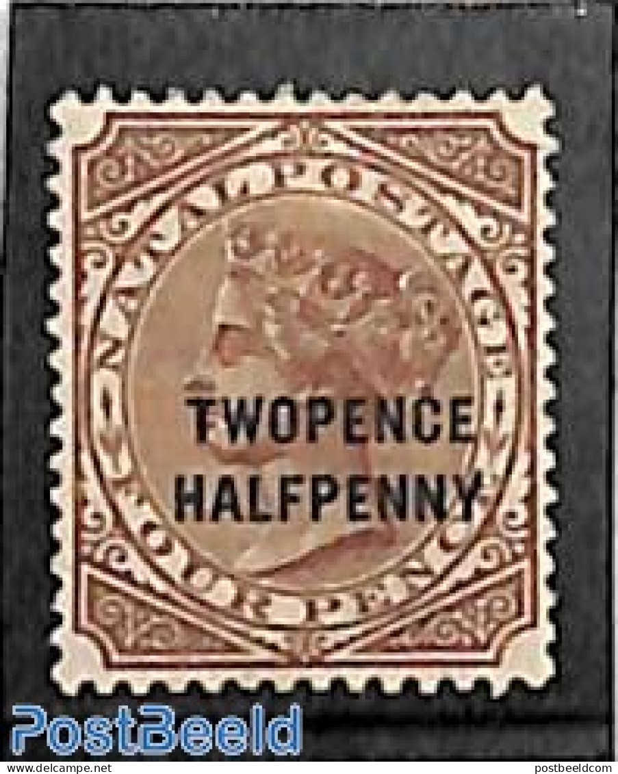 Natal 1891 TWOPENCE HALFPENNY On 4d, Stamp Out Of Set, Unused (hinged) - Natal (1857-1909)