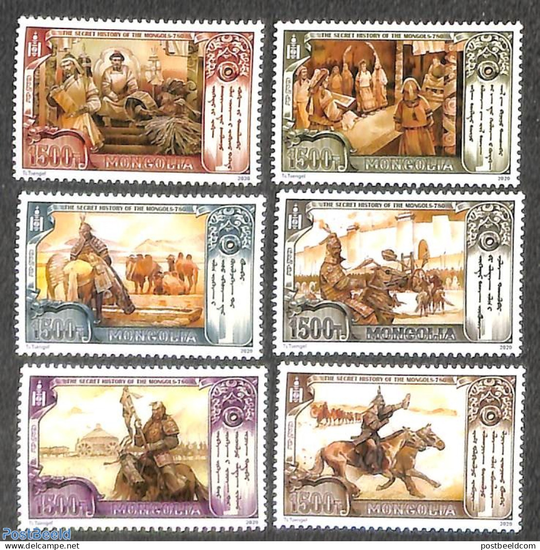 Mongolia 2020 History 6v, Mint NH, History - Nature - History - Horses - Mongolie