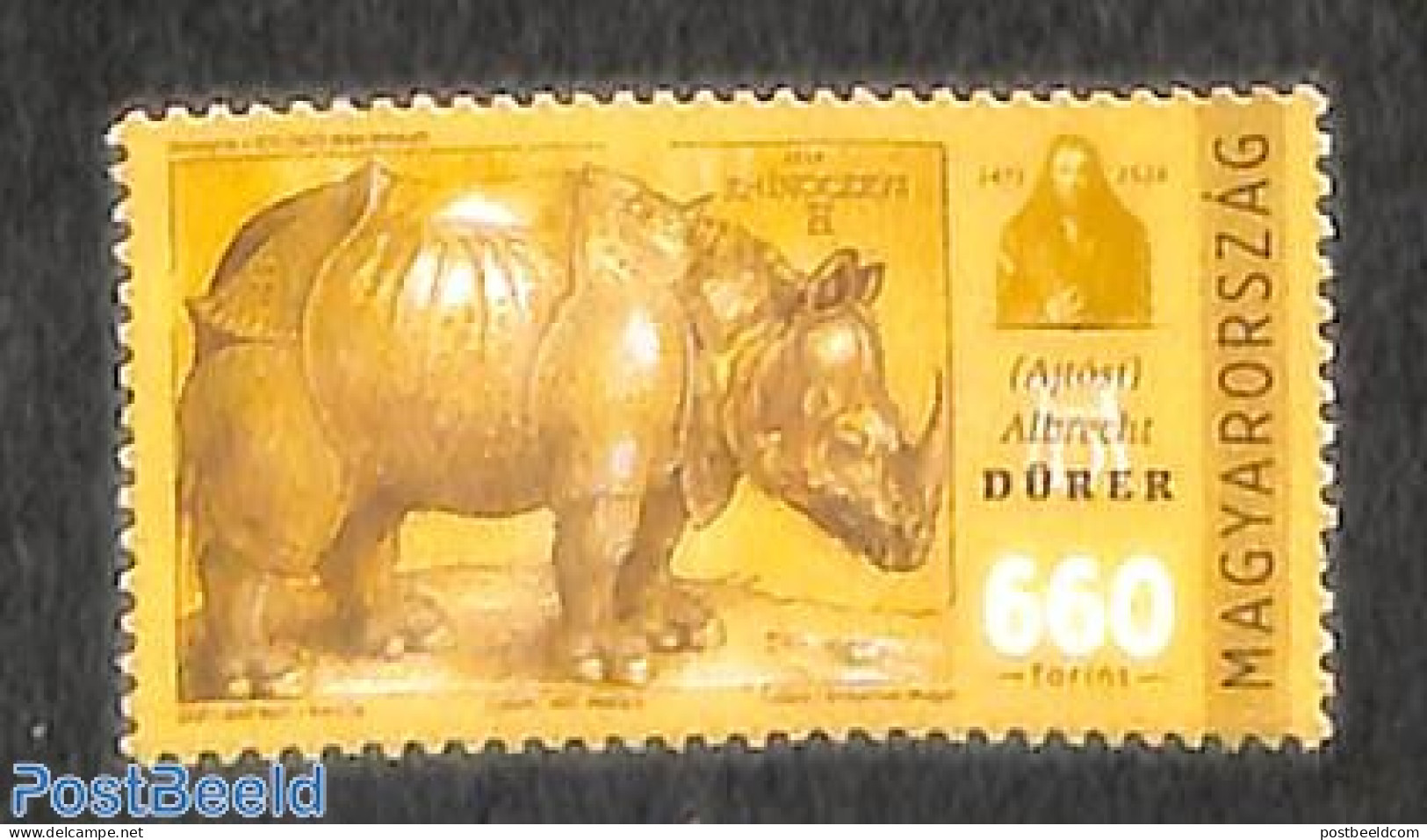 Hungary 2021 Albrecht Dürer 1v, Mint NH, Nature - Rhinoceros - Art - Dürer, Albrecht - Paintings - Ungebraucht