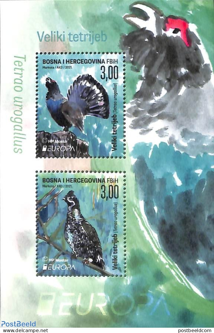 Bosnia Herzegovina - Croatic Adm. 2021 Europa, Endangered Species S/s, Mint NH, History - Nature - Europa (cept) - Birds - Bosnia Herzegovina
