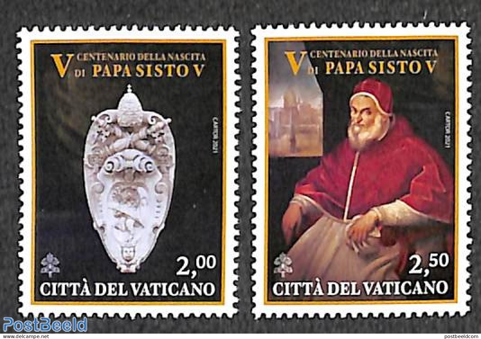 Vatican 2021 Pope Sisto V 2v, Mint NH, Religion - Pope - Religion - Nuovi
