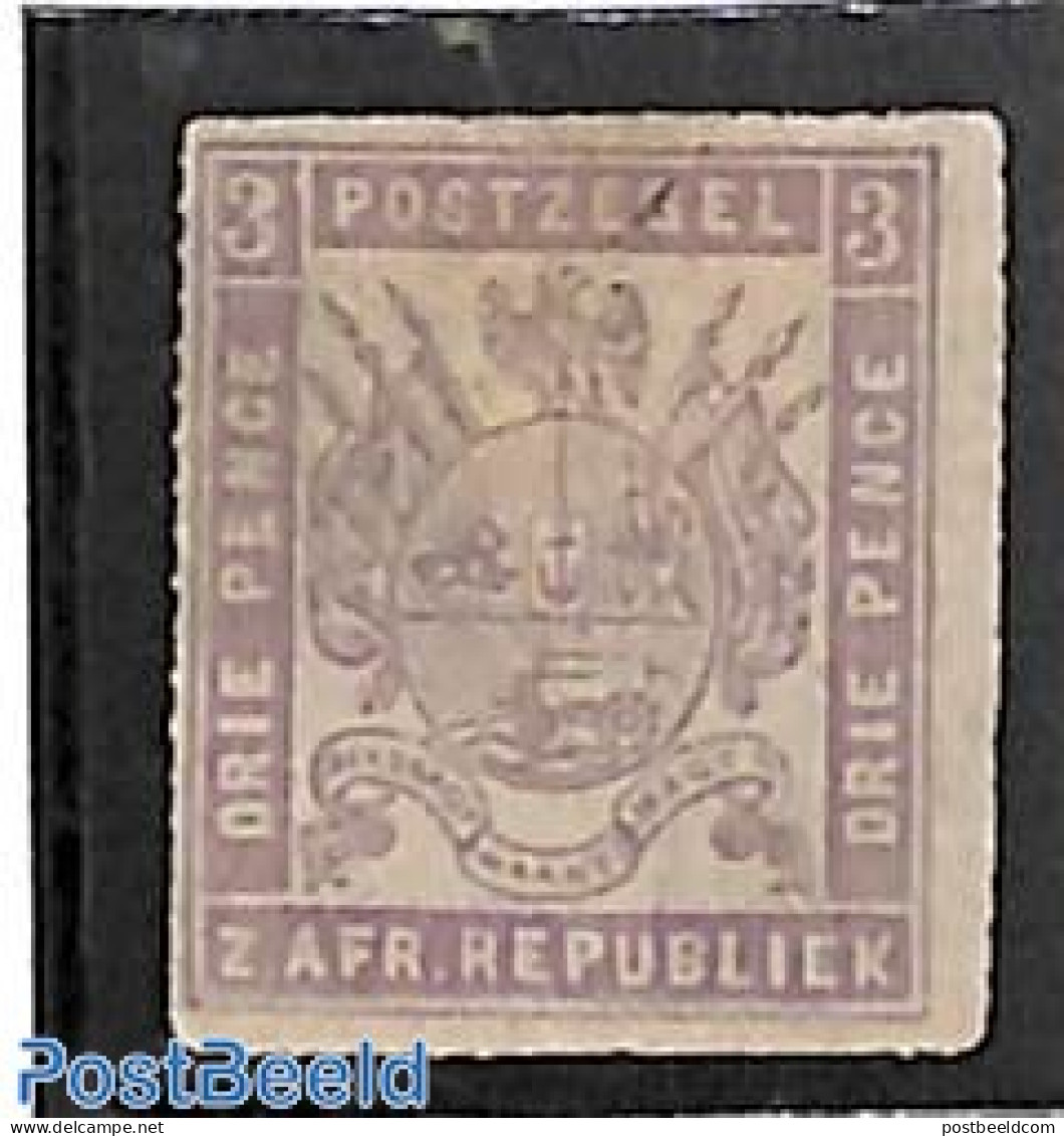 South Africa 1871 Transvaal, 3d, Stamp Out Of Set, Unused (hinged), History - Coat Of Arms - Ongebruikt