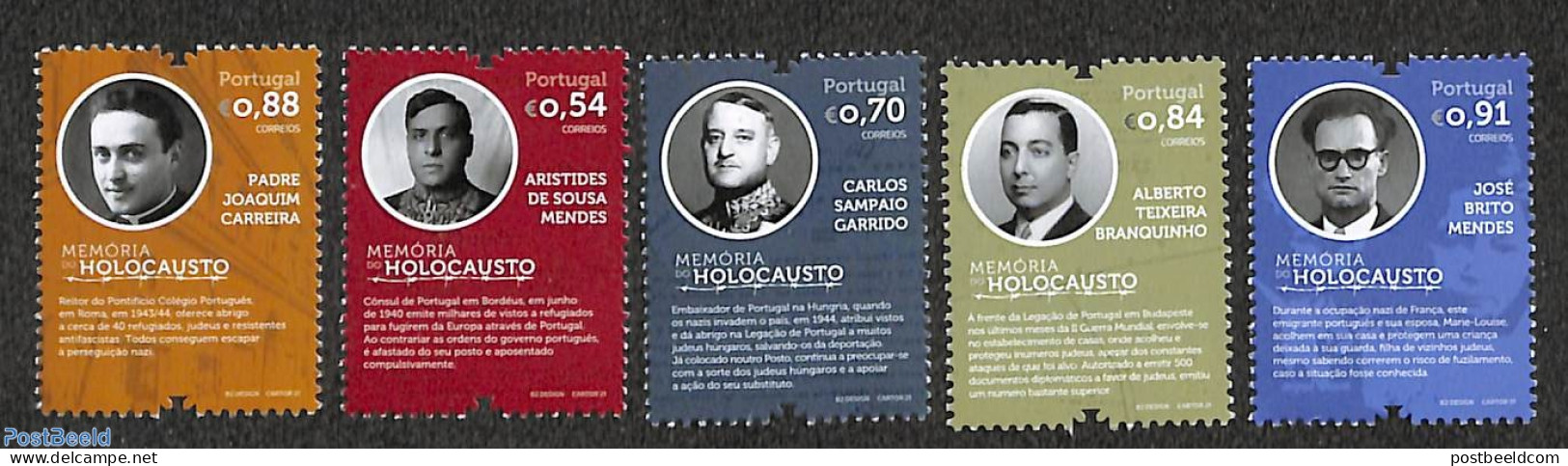 Portugal 2021 Holocoust 5v, Mint NH, History - Religion - World War II - Judaica - Unused Stamps