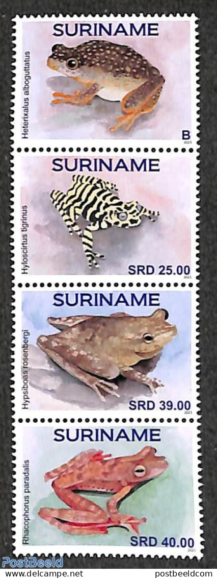 Suriname, Republic 2021 Frogs 4v [:::], Mint NH, Nature - Frogs & Toads - Suriname