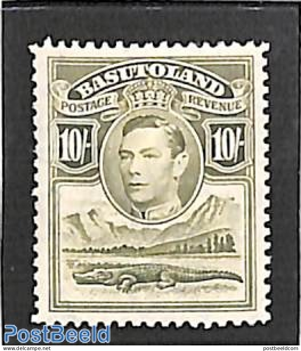Basutoland 1938 10sh, Stamp Out Of Set, Unused (hinged), Nature - Crocodiles - Otros & Sin Clasificación