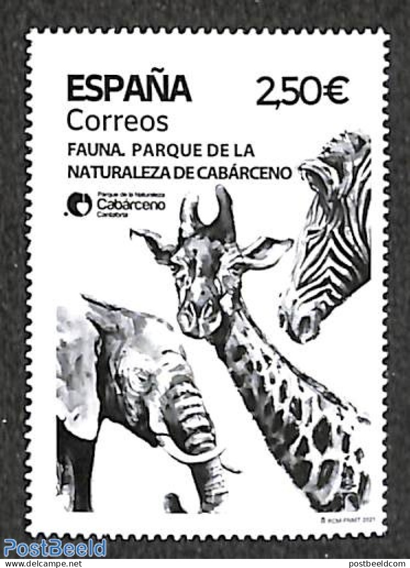 Spain 2021 Cabarceno Nature Park 1v, Mint NH, Nature - Animals (others & Mixed) - Elephants - Giraffe - Zebra - Nuovi