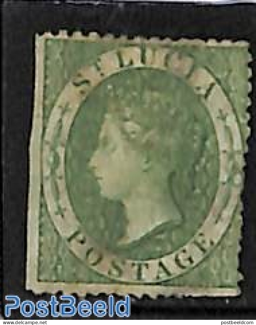 Saint Lucia 1860 6d Green, WM-Star, Unused Without Gum, Unused (hinged) - St.Lucie (1979-...)