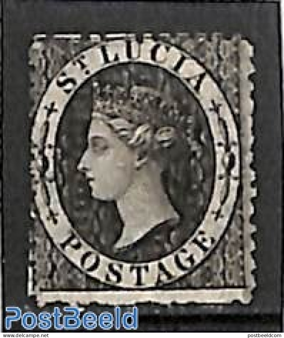 Saint Lucia 1864 1c, Perf. 12.5, Stamp Out Of Set, Without Gum, Unused (hinged) - St.Lucia (1979-...)
