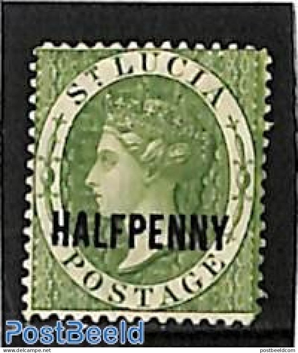 Saint Lucia 1881 HALFPENNY Green, WM Crown-CC, Stamp Out Of Set, Without Gum, Unused (hinged) - St.Lucia (1979-...)